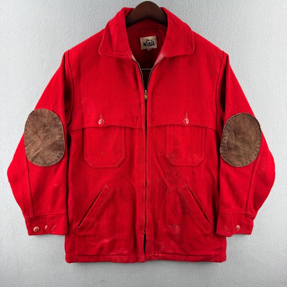 Vintage 60s Woolrich Jacket Mens 38 Small Red Wool Mackinaw Talon‎ Zip Hunting